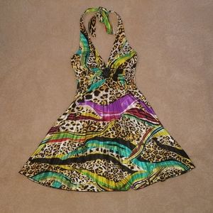 Mixed Print Halter Dress